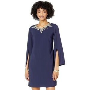 NWT Lilly Pulitzer Anastasia‎ Stretch Dress Size 00 True Navy Beaded Embellished
